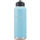 Laser etched light blue 32 oz vacuum insulated water bottle with 'Idaho Heart' design
