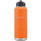 Laser etched orange 32 oz vacuum insulated water bottle with 'Idaho Heart' design
