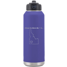 Laser etched purple 32 oz vacuum insulated water bottle with 'Idaho Heart' design