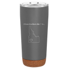 Laser etched storm gray 20 oz vacuum insulated tumbler with 'Idaho Heart' design