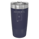Laser etched navy 20 oz vacuum insulated tumbler with 'Alabama Heart' design