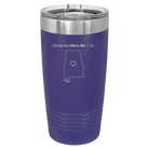 Laser etched purple 20 oz vacuum insulated tumbler with 'Alabama Heart' design