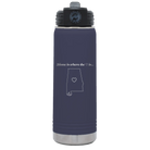 Laser etched navy 20 oz vacuum insulated water bottle with 'Alabama Heart' design