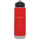Laser etched red 20 oz vacuum insulated water bottle with 'Alabama Heart' design