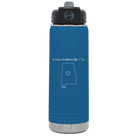 Laser etched royal blue 20 oz vacuum insulated water bottle with 'Alabama Heart' design