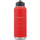 Laser etched red 32 oz vacuum insulated water bottle with 'Alabama Heart' design