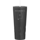 Laser etched black 20 oz vacuum insulated tumbler with 'Alabama Heart' design
