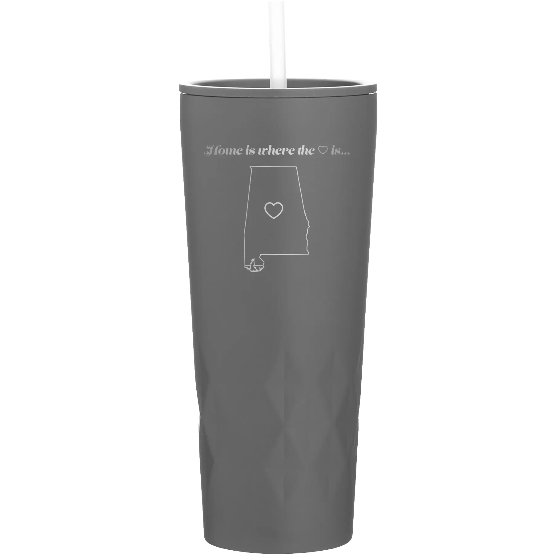 Laser etched slate 20 oz vacuum insulated tumbler with 'Alabama Heart' design
