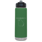 Laser etched green 20 oz vacuum insulated water bottle with 'Georgia Heart' design
