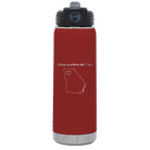 Laser etched maroon 20 oz vacuum insulated water bottle with 'Georgia Heart' design