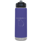 Laser etched purple 20 oz vacuum insulated water bottle with 'Georgia Heart' design