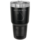 Laser etched black 30 oz vacuum insulated tumbler with 'Georgia Heart' design