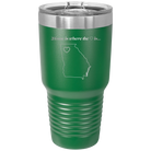 Laser etched green 30 oz vacuum insulated tumbler with 'Georgia Heart' design