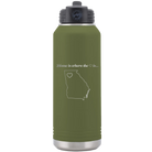 Laser etched olive green 32 oz vacuum insulated water bottle with 'Georgia Heart' design