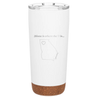 Laser etched white 20 oz vacuum insulated tumbler with 'Georgia Heart' design