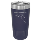 Laser etched navy 20 oz vacuum insulated tumbler with 'Florida Heart' design