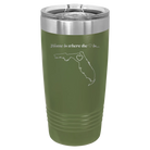 Laser etched olive green 20 oz vacuum insulated tumbler with 'Florida Heart' design