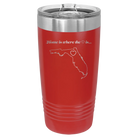 Laser etched red 20 oz vacuum insulated tumbler with 'Florida Heart' design