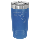 Laser etched royal blue 20 oz vacuum insulated tumbler with 'Florida Heart' design