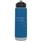 Laser etched royal blue 20 oz vacuum insulated water bottle with 'Florida Heart' design