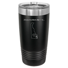 Laser etched black 20 oz vacuum insulated tumbler with 'Delaware Heart' design