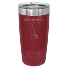 Laser etched maroon 20 oz vacuum insulated tumbler with 'Delaware Heart' design