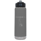 Laser etched dark gray 20 oz vacuum insulated water bottle with 'Delaware Heart' design