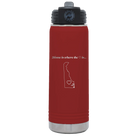 Laser etched maroon 20 oz vacuum insulated water bottle with 'Delaware Heart' design