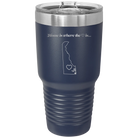 Laser etched navy 30 oz vacuum insulated tumbler with 'Delaware Heart' design