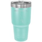 Laser etched teal 30 oz vacuum insulated tumbler with 'Delaware Heart' design