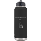 Laser etched black 32 oz vacuum insulated water bottle with 'Delaware Heart' design