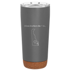 Laser etched storm gray 20 oz vacuum insulated tumbler with 'Delaware Heart' design
