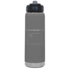 Laser etched dark gray 20 oz vacuum insulated water bottle with 'Wyoming Heart' design