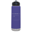 Laser etched purple 20 oz vacuum insulated water bottle with 'Wyoming Heart' design