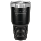 Laser etched black 30 oz vacuum insulated tumbler with 'Wyoming Heart' design