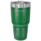 Laser etched green 30 oz vacuum insulated tumbler with 'Wyoming Heart' design