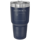 Laser etched navy 30 oz vacuum insulated tumbler with 'Wyoming Heart' design