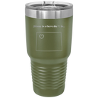 Laser etched olive green 30 oz vacuum insulated tumbler with 'Wyoming Heart' design