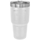 Laser etched white 30 oz vacuum insulated tumbler with 'Wyoming Heart' design