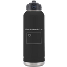 Laser etched black 32 oz vacuum insulated water bottle with 'Wyoming Heart' design