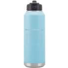 Laser etched light blue 32 oz vacuum insulated water bottle with 'Wyoming Heart' design