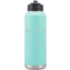 Laser etched teal 32 oz vacuum insulated water bottle with 'Wyoming Heart' design