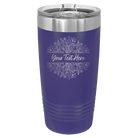 Personalized purple 20 oz vacuum insulated tumbler with 'Floral Bouquet with text' design