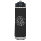 Personalized black 20 oz vacuum insulated water bottle with 'Floral Bouquet with text' design