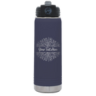 Personalized navy 20 oz vacuum insulated water bottle with 'Floral Bouquet with text' design
