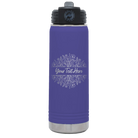 Personalized purple 20 oz vacuum insulated water bottle with 'Floral Bouquet with text' design