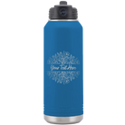 Personalized royal blue 32 oz vacuum insulated water bottle with 'Floral Bouquet with text' design
