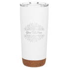 Personalized white 20 oz vacuum insulated tumbler with 'Floral Bouquet with text' design