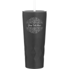 Personalized black 20 oz vacuum insulated tumbler with 'Floral Bouquet with text' design