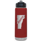 Laser etched maroon 20 oz vacuum insulated water bottle with 'Vermont Home' design